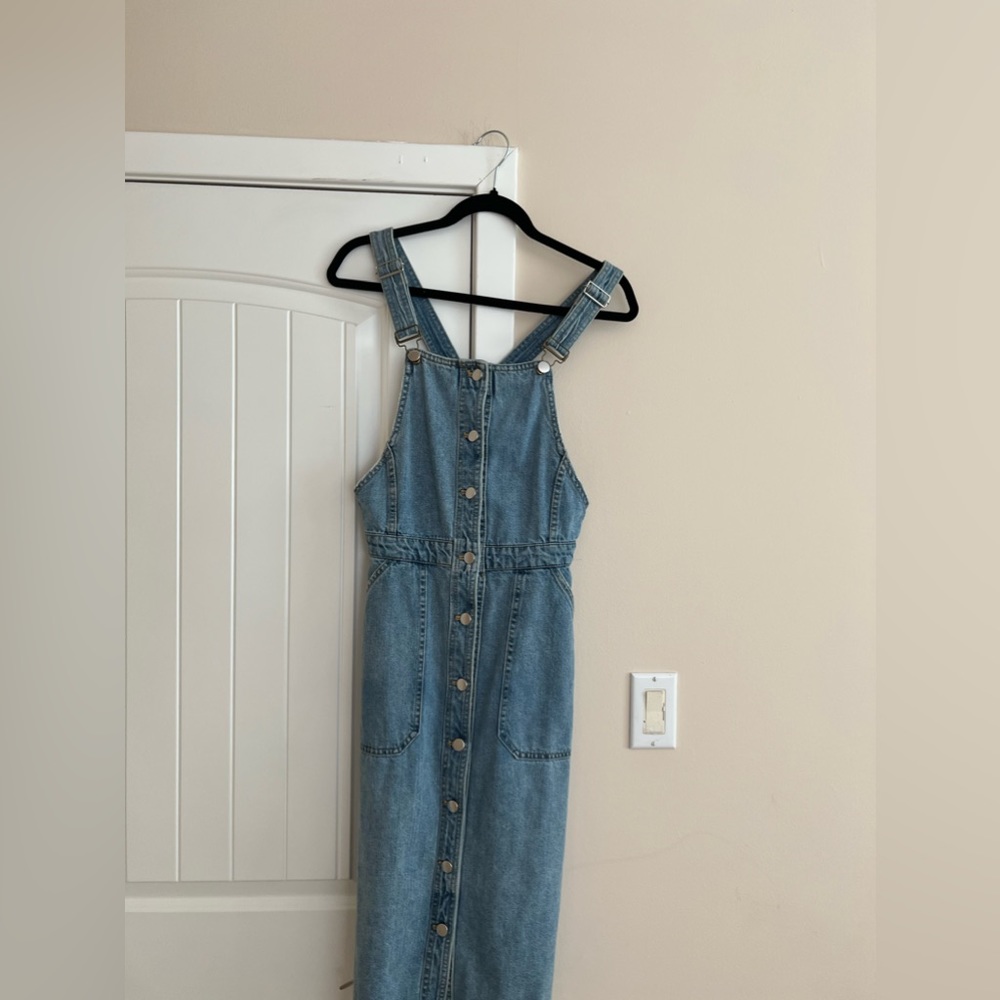 Reworked overall dress denim